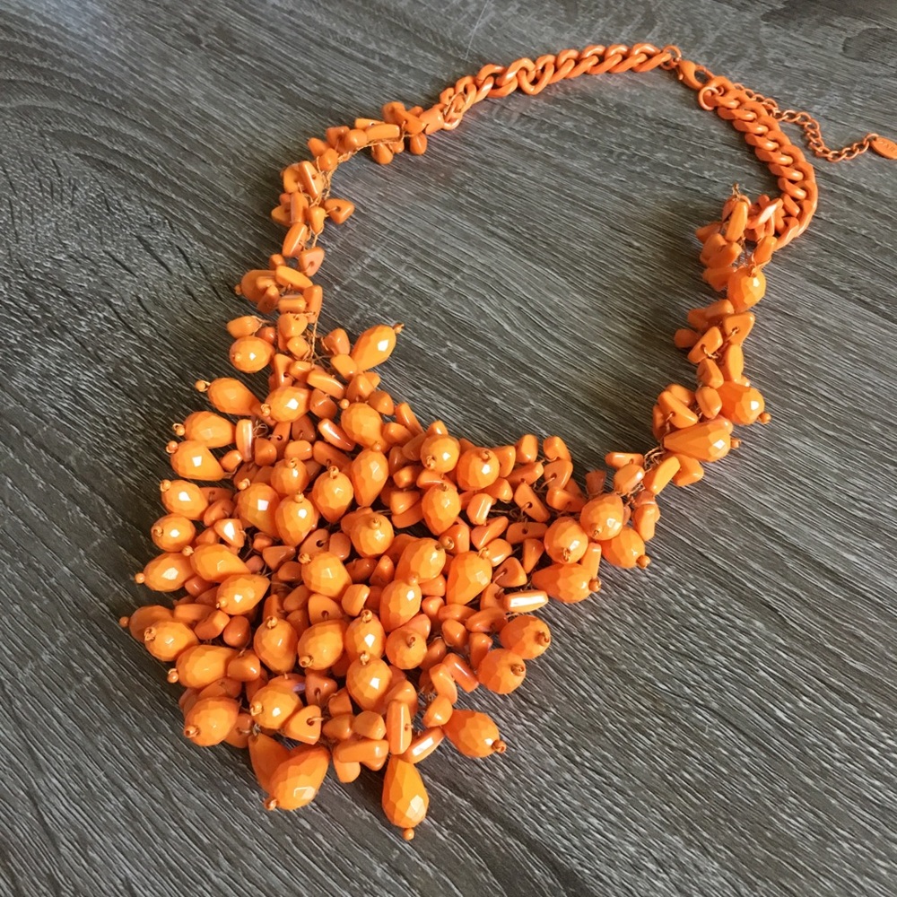 Zara orange statement necklace